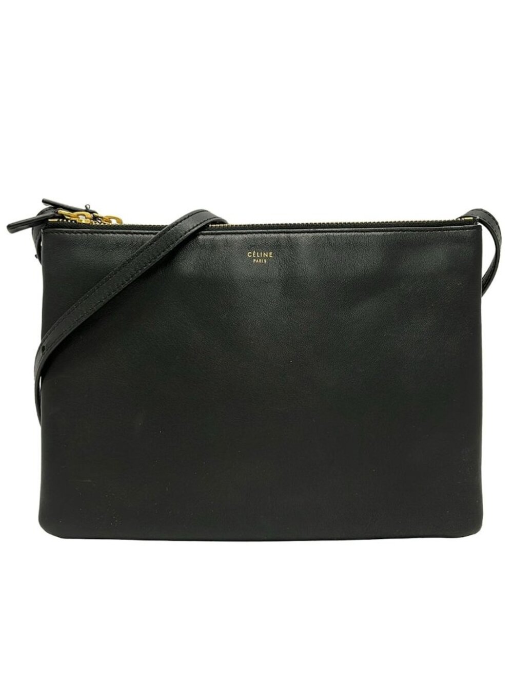 Celine Shoulder Bag Trio Large Black Lambskin